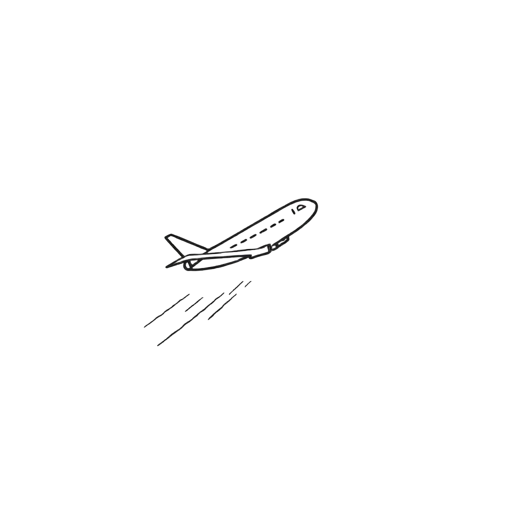 Hand-sketched airplane taking off